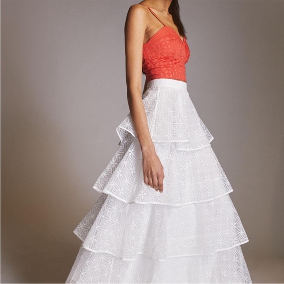 NWT Anthropologie white lace tiered maxi skirt - Picture 4 of 11